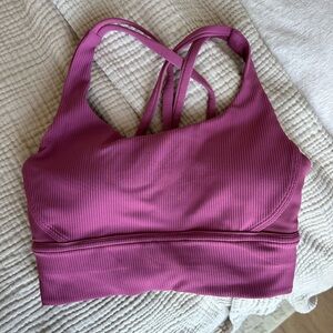Lululemon Energy Ribbed Longline bra medium support B-D cups in Washed Mauve